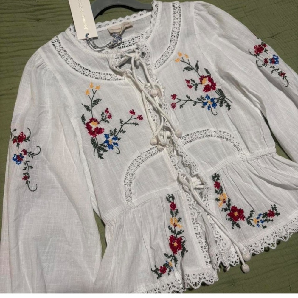 New Jannifer&Grace Embroidered White Blouse size L - Picture 7 of 16